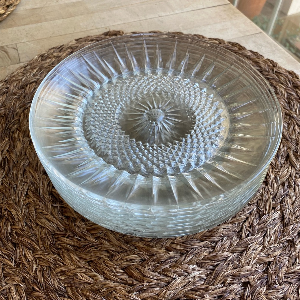 💛 Set of 8 Cristal D'Arques-Durand Diamant Clear Crystal Salad Plates 7 3/8" EUC